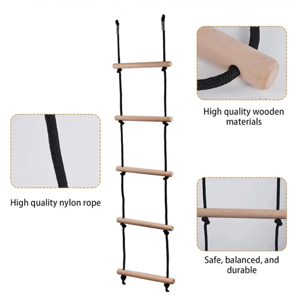 Kids Outdoor Wooden Playset - Escada de Corda para Escalada Infantil,