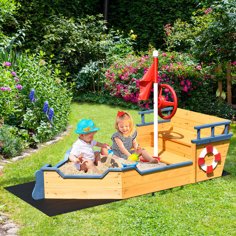 Kids Outdoor Wooden Playset - Caixa de Areia de Madeira para