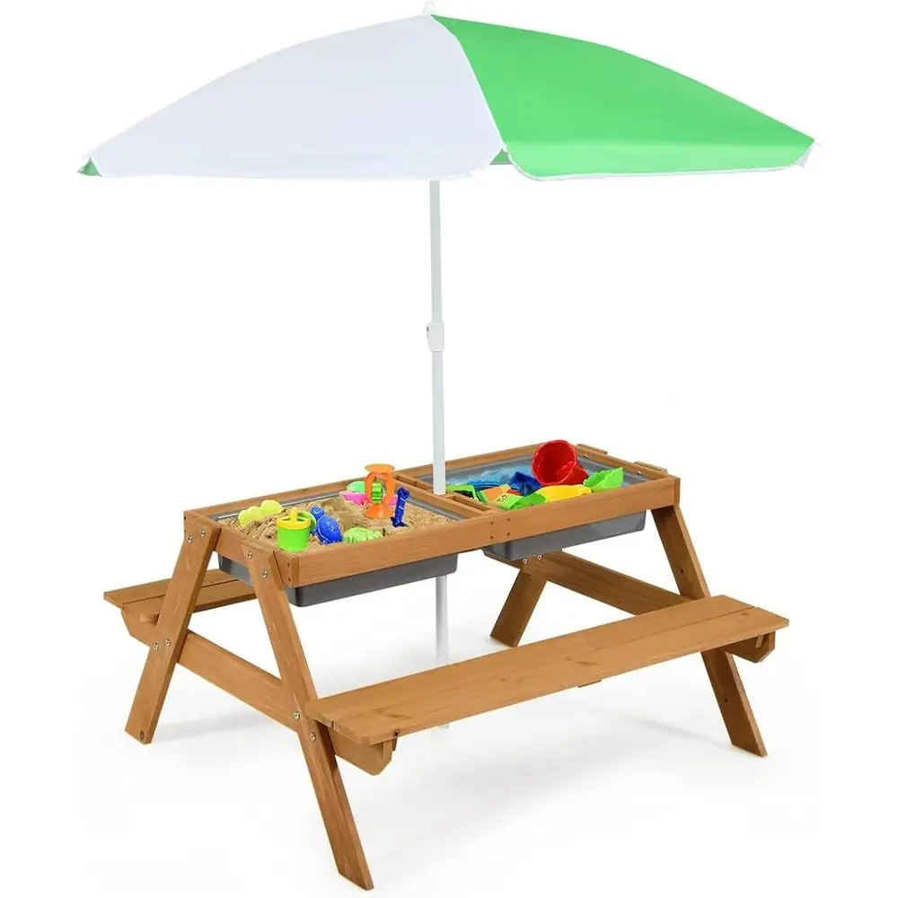 Kids Outdoor Umbrella For Table - Mesa de Piquenique de Madeira 4