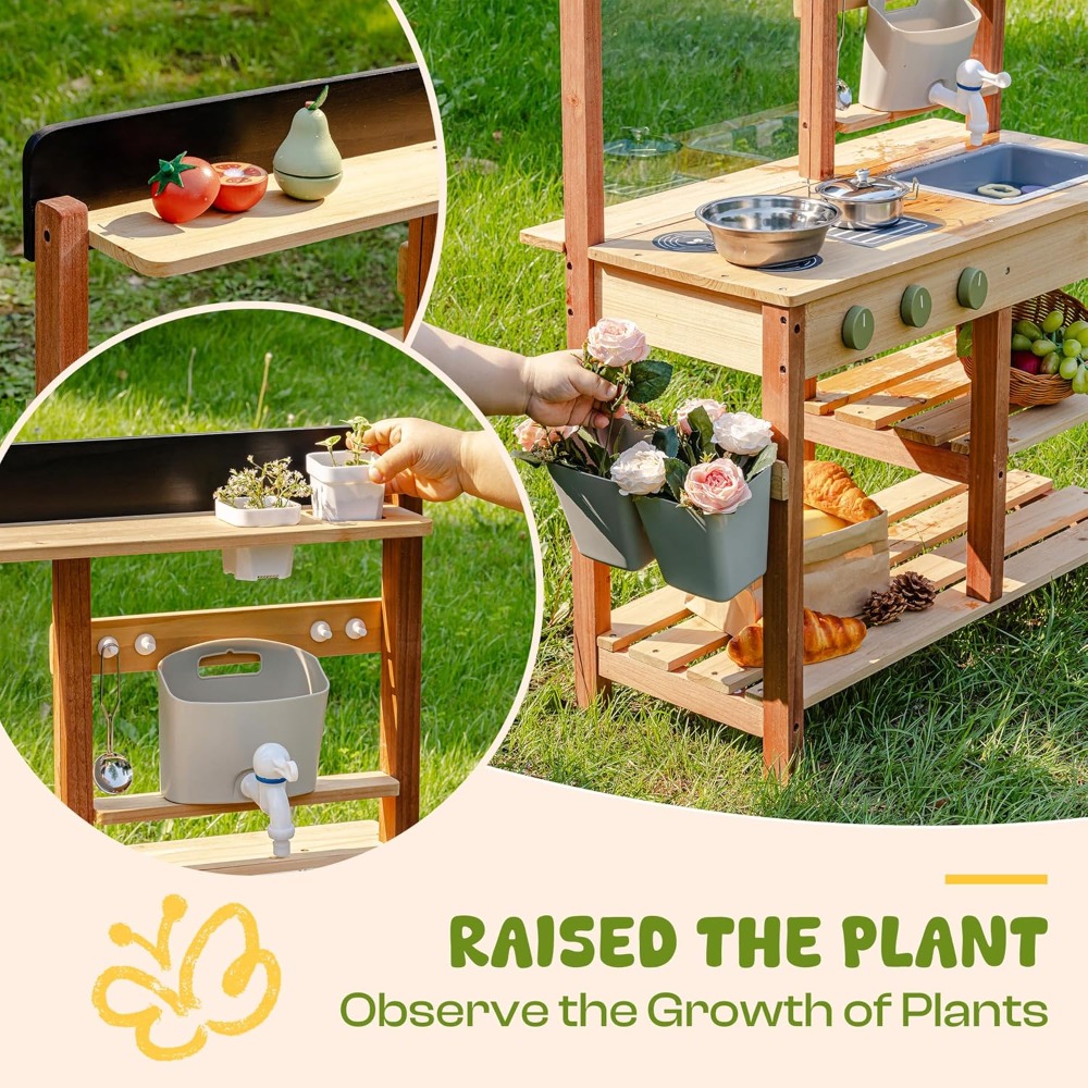 Kids Outdoor Wooden Playset - Cozinha de Madeira para Crianças com
