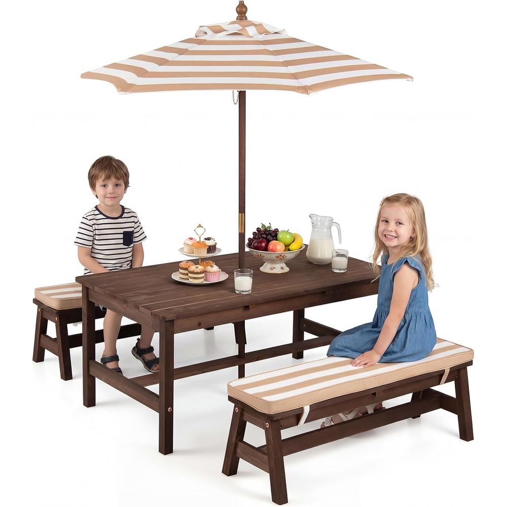Kids Outdoor Umbrella For Table - Mesa de piquenique infantil, conjunto de