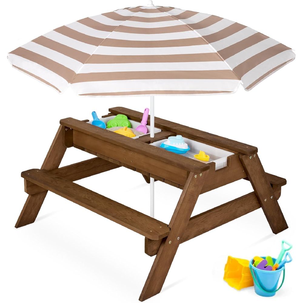 Kids Outdoor Umbrella For Table - Mesa de Piquenique Infantil com Guarda-Sol,