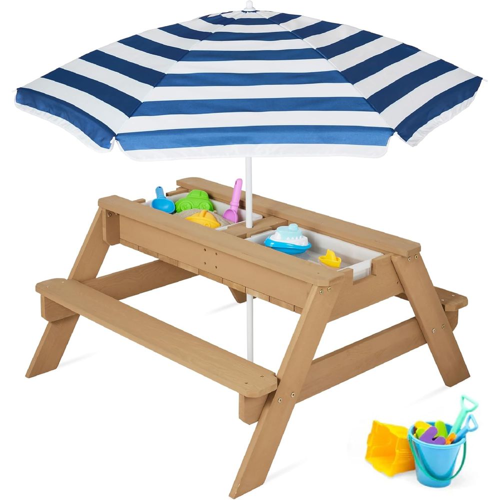 Kids Outdoor Umbrella For Table - Mesa de Piquenique Infantil com Guarda-Sol,