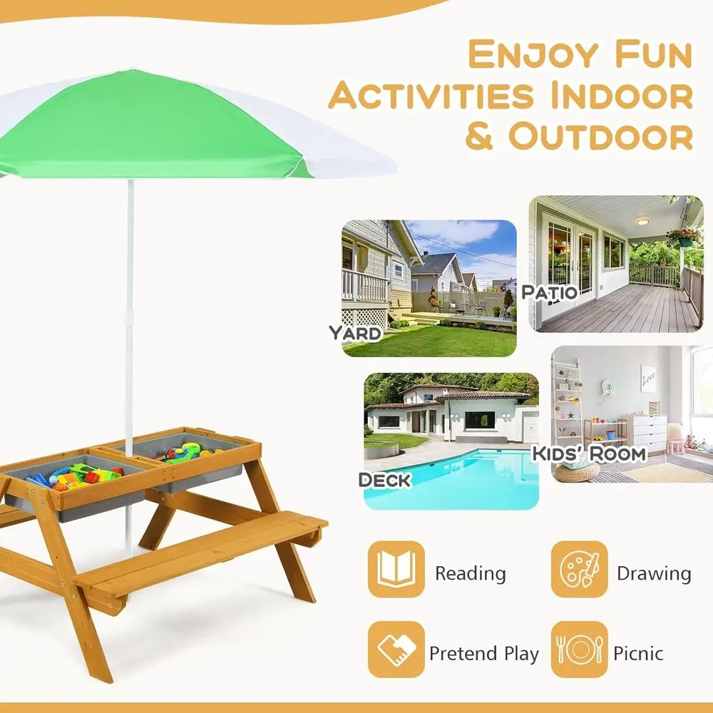 Mesa de Piquenique Infantil 3  - Kids Outdoor Umbrella For Table avaliação e preço
