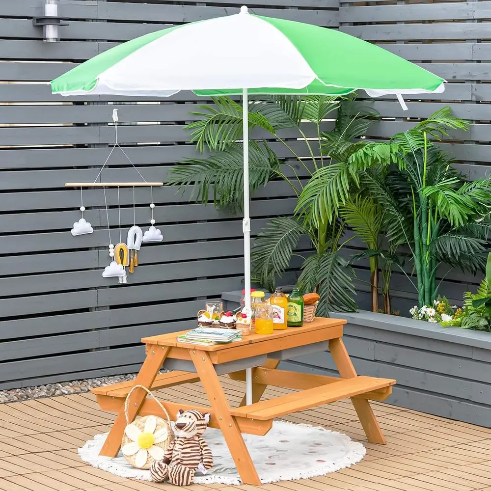 Mesa de Piquenique de Madeira  - Kids Outdoor Umbrella For Table avaliação e preço