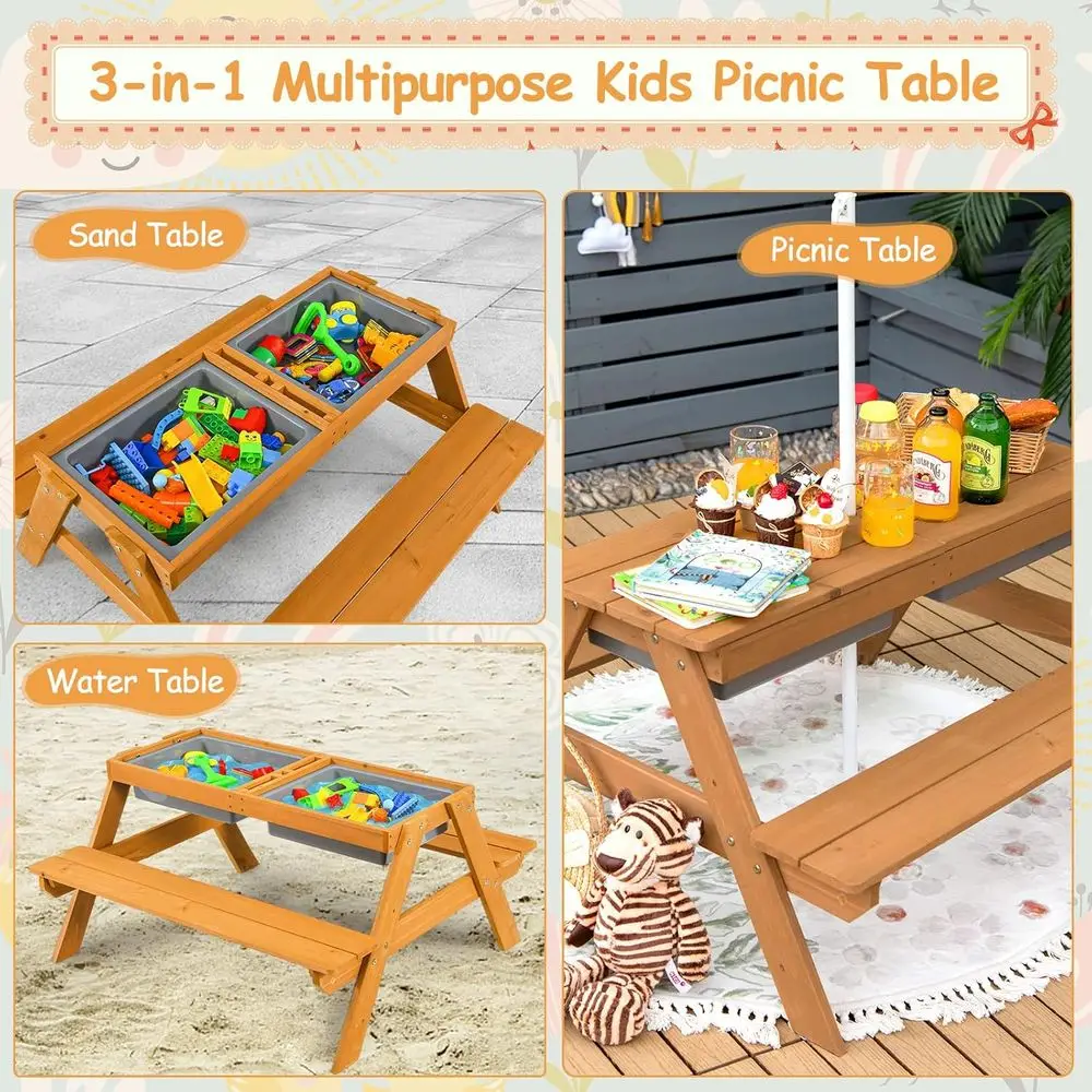 Mesa de Piquenique de Madeira  - Kids Outdoor Umbrella For Table avaliação e preço