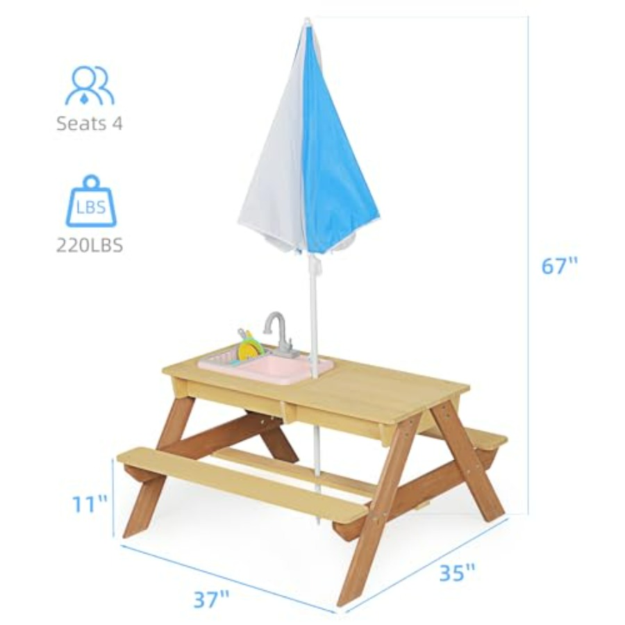 Mesa de piquenique infantil pa - Kids Outdoor Umbrella For Table avaliação e preço