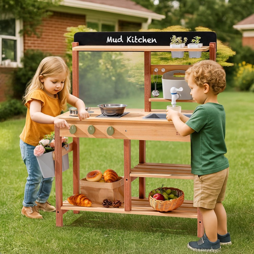Cozinha de Madeira para Crianç - Kids Outdoor Wooden Playset avaliação e preço