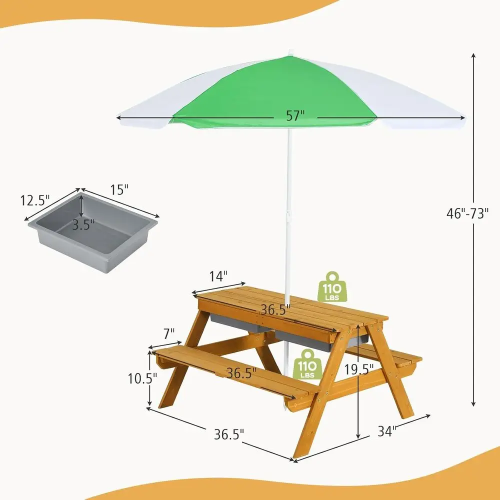 Mesa de Piquenique Infantil 3  - Kids Outdoor Umbrella For Table avaliação e preço
