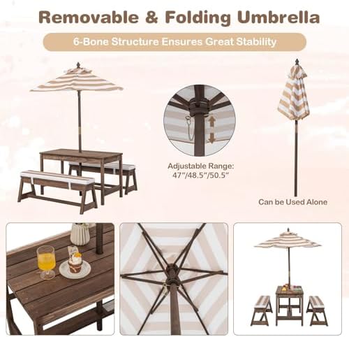 Mesa de Piquenique Infantil, C - Kids Outdoor Umbrella For Table avaliação e preço