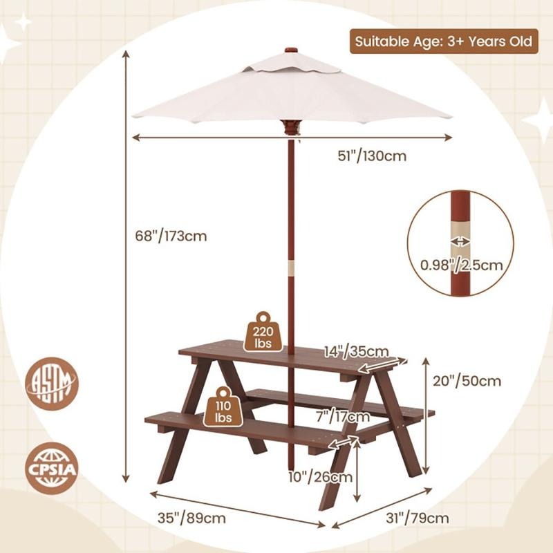 Conjunto de Mesa de Piquenique - Kids Outdoor Umbrella For Table avaliação e preço