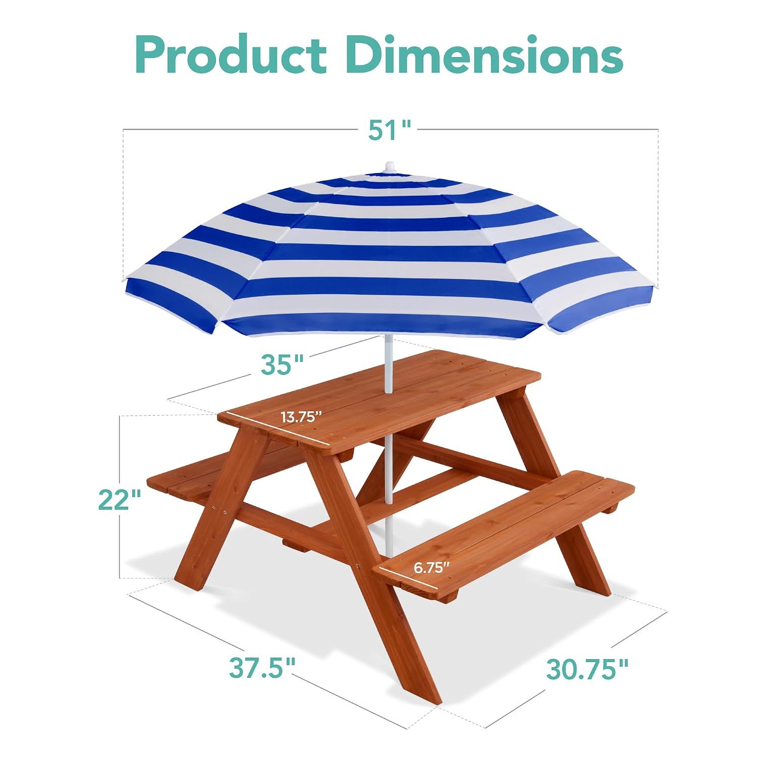 Mesa de Piquenique Infantil de - Kids Outdoor Umbrella For Table avaliação e preço
