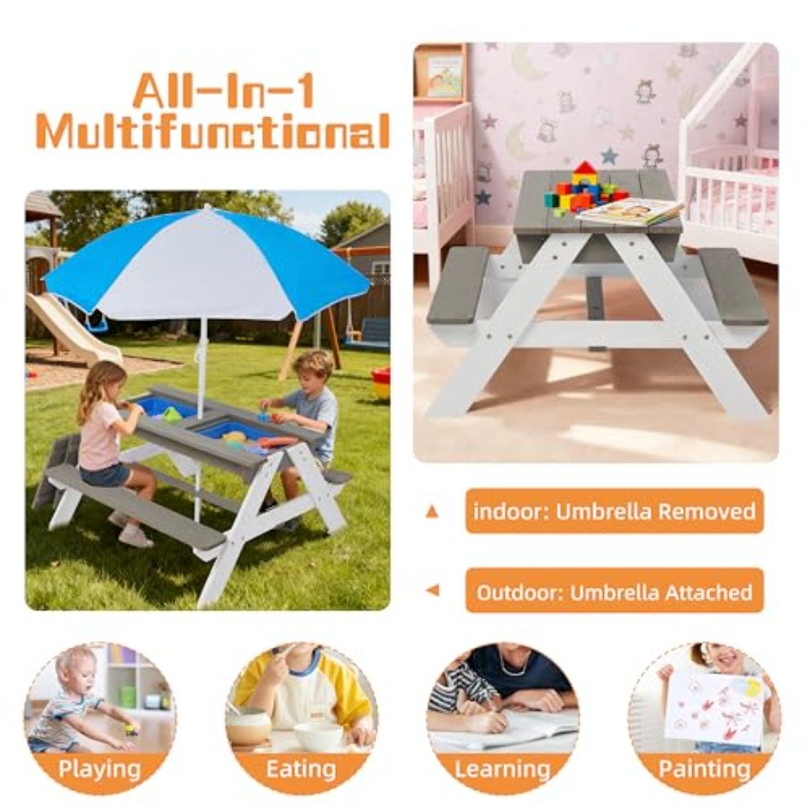 Mesa de piquenique para crianç - Kids Outdoor Umbrella For Table avaliação e preço